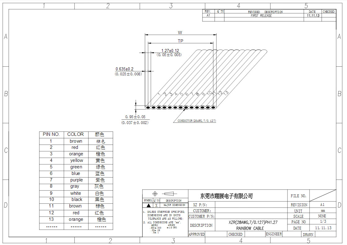 XZR-彩排1.27mm-28AWG